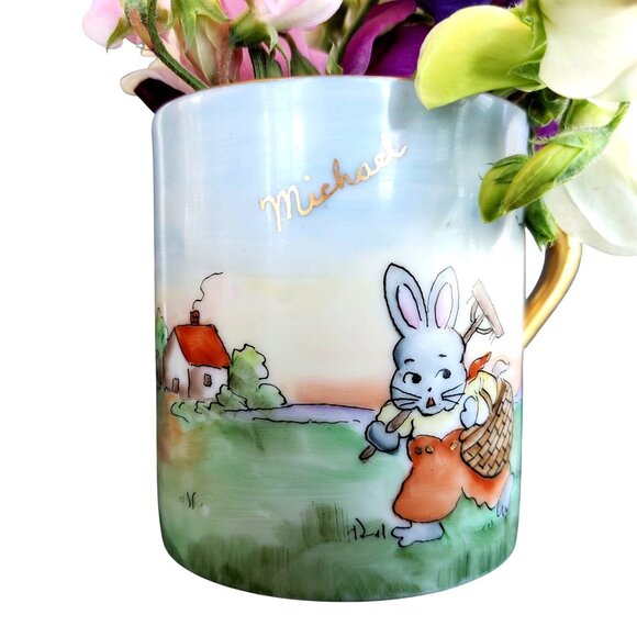 Vintage Easter Hand Painted Porcelain Child's Cup Bunny Gift for Michael - Picture 11 of 11